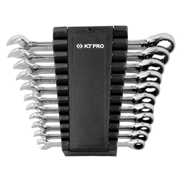 KT Pro® - 11-piece 8 to 18 mm 12-Point Straight Ratcheting Combination Wrench Set