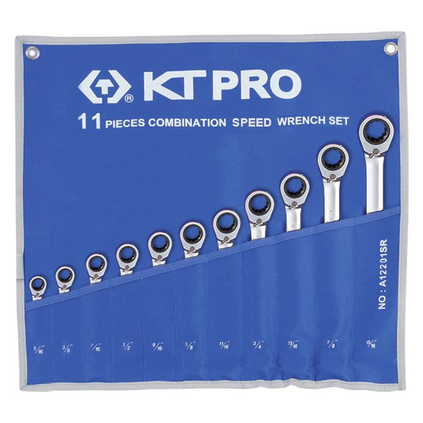 KT Pro® - 11-piece 5/16" to 15/16" 12-Point Straight Reversible Combination Wrench Set