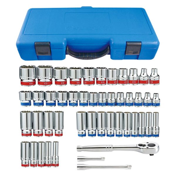 KT Pro® - 3/8" Drive 12-Point SAE/Metric Ratchet and Socket Set, 47 Pieces