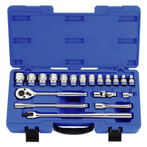 KT Pro® - 1/2" Drive 12-Point Metric Ratchet and Socket Set, 19 Pieces