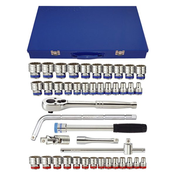 KT Pro® - 1/2" Drive 12-Point SAE/Metric Ratchet and Socket Set, 43 Pieces