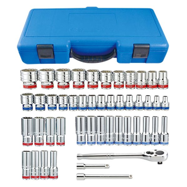 KT Pro® - 1/2" Drive 6-Point SAE/Metric Ratchet and Socket Set, 47 Pieces