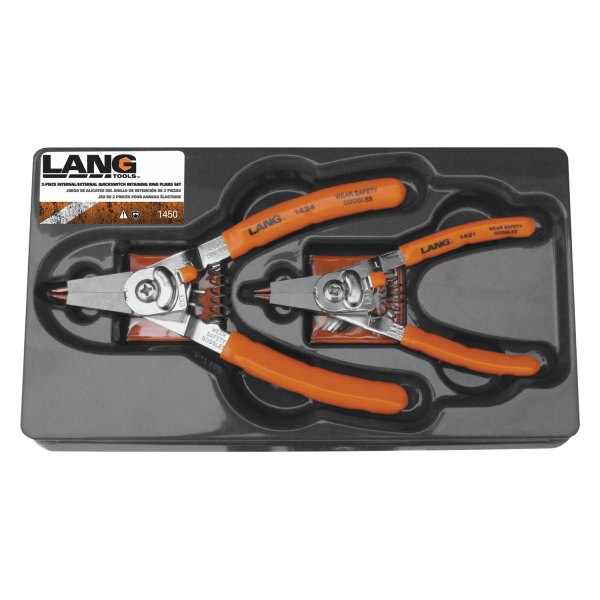 Lang Tools® - 22-piece 90° Straight & Bent 0.023" to 0.074" Replaceable Tips Internal/External Spring Loaded Quick-Switch Snap Ring Pliers Kit