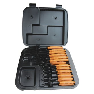 Lang Tools® - 12-piece 45°/90° Straight & Bent 0.038" to 0.047" Fixed Tips Internal/External Snap Ring Pliers Set