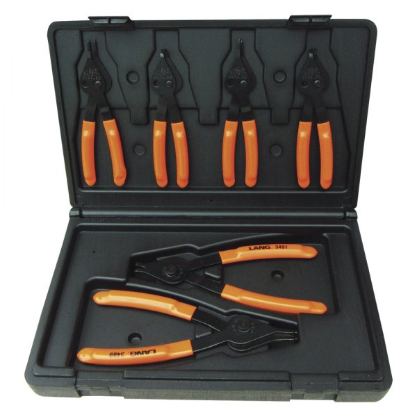 Lang Tools® - 6-piece 90° Straight & Bent 0.038" to 0.047" Fixed Tips Internal/External Snap Ring Pliers Set