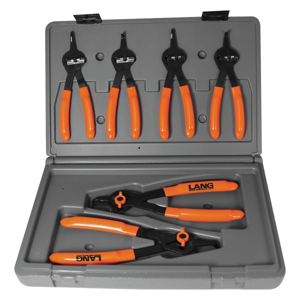 Lang Tools® - 6-piece 90° Straight & Bent 0.038" to 0.070" Fixed Tips Internal/External Quick Switch Snap Ring Pliers Set