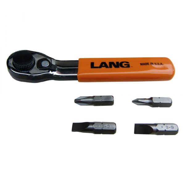 Lang Tools® - 5-piece Dipped Handle Ratcheting Reversible Wrench Style Multi-Bit Screwdriver Kit