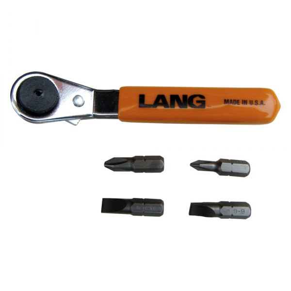Lang Tools® - 5-piece Dipped Handle Ratcheting Wrench Style Multi-Bit Screwdriver Kit