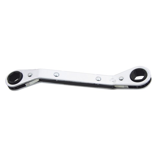 Lang Tools® - 3/8" x 7/16" 6-Point Angled Head Reversible Ratcheting Chrome Double Box End Wrench