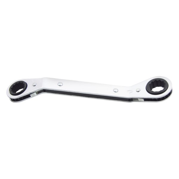 Lang Tools® - 3/8" x 7/16" 12-Point Angled Head Reversible Ratcheting Chrome Double Box End Wrench