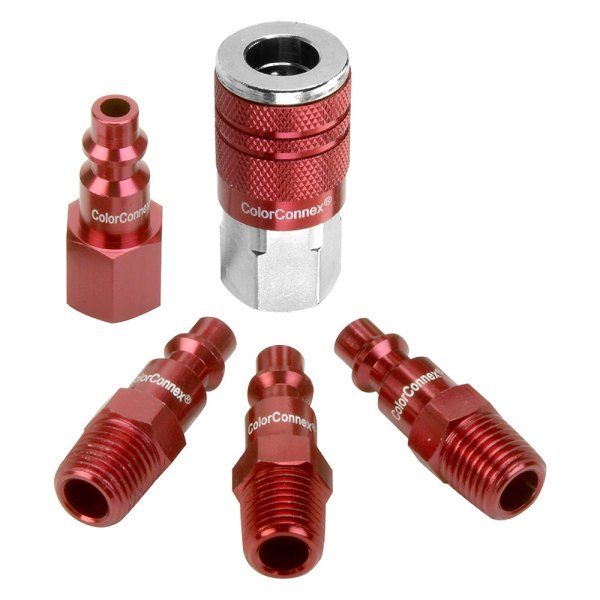 Legacy Manufacturing® - ColorConnex™ 1/4" D-Style Steel/Aluminum Quick Coupler Body/Plug Kit, 5 Pieces