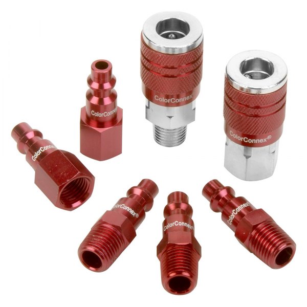 Legacy Manufacturing® - ColorConnex™ 1/4" D-Style Steel/Aluminum Quick Coupler Body/Plug Kit, 7 Pieces