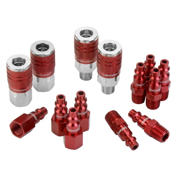 Legacy Manufacturing® - ColorConnex™ 1/4" x 1/4" D-Style Steel/Aluminum Quick Coupler Body/Plug Kit, 14 Pieces