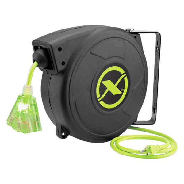 Legacy Manufacturing® - Flexzilla™ Polypropylene Green Retractable Extension Cord Reel with 3 Outlets (50', 14 AWG)