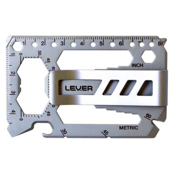 Lever Gear® - Toolcard Pro™ 40-in-1 Silver Credit Card Multi Wrench with Money Clip