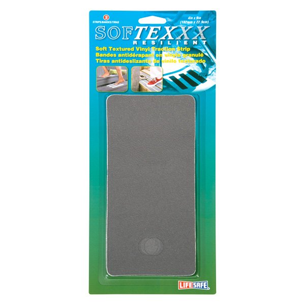Life Safe® - SoftTex™ 9" x 4" Gray Anti-Slip Strips (2 Pieces)