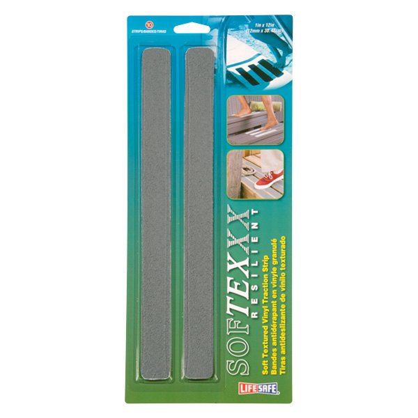 Life Safe® - SoftTex™ 1' x 1" Gray Anti-Slip Strips (10 Pieces)