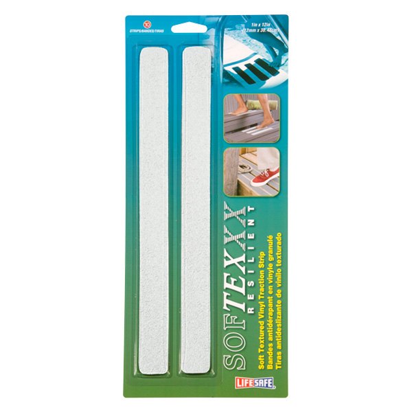 Life Safe® - SoftTex™ 1' x 1" White Anti-Slip Strips (10 Pieces)
