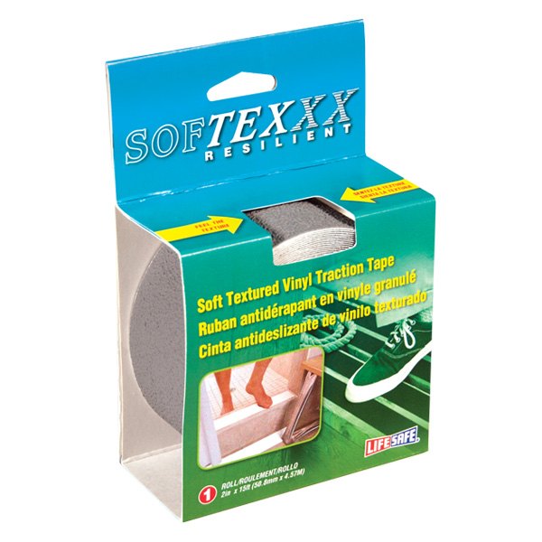 Life Safe® - SoftTex™ 15' x 2" Gray Soft Textured Resilient Anti-Slip Tape