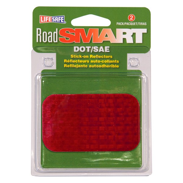 Life Safe® - Road Smart™ 3.5" x 2" Red Rectangle Stick-On Conspicuity Reflective Tape (2 Pieces)