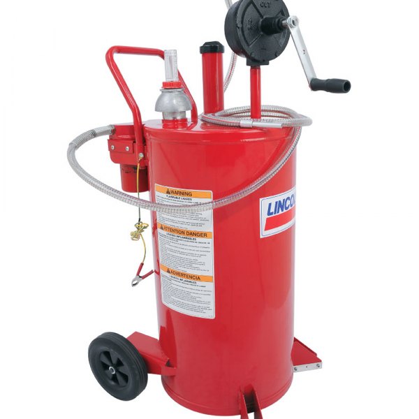 Lincoln® - 25 gal Red Steel Gas/Diesel/Kerosene Caddy with 2-Way Filter System