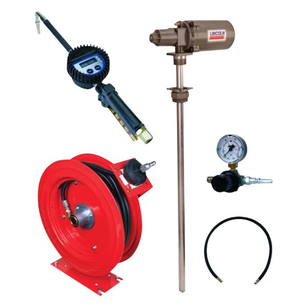 Lincoln® - Value Series 3.5:1 Air Operated Oil Pump Kit with Reel and Meter Package for 250-275 gal Container