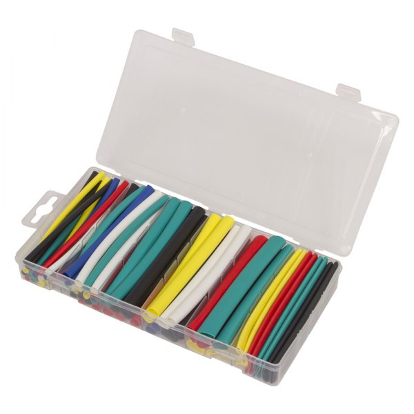 Lisle® - 4" x 1/8" to 1/2" 3:1 Polyolefin Multi-Color Water-Resistent Heat Shrink Tubing Set with Adhesive Coating