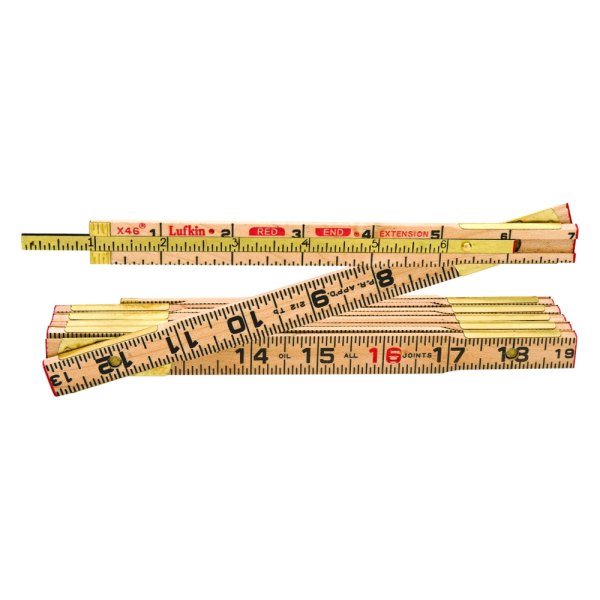 Lufkin® - Red End™ 8' SAE White Wood Ruler with 6" Slide Rule Extension