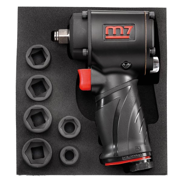 M7® - 1/2" Drive 500 ft lb Compact Pistol Grip Air Impact Wrench Kit with 6-Piece SAE Socket Set