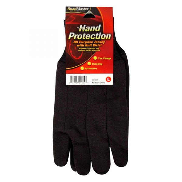 Magid® - RoadMaster™ Large Jersey Brown Polyester/Cotton General Purpose Gloves 