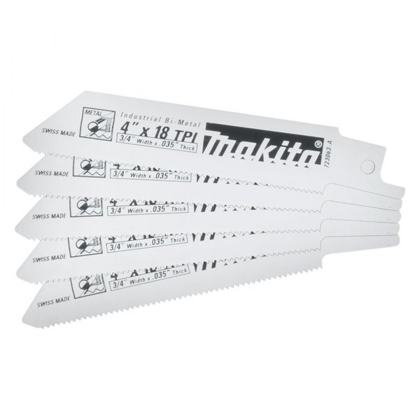 Makita® - 18 TPI 4" Bi-Metal Straight Reciprocating Saw Blades (5 Pieces)