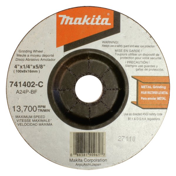 Makita® - 4" x 1/4" x 5/8" Aluminum Oxide Type 27 General Purpose Metal Grinding Wheel