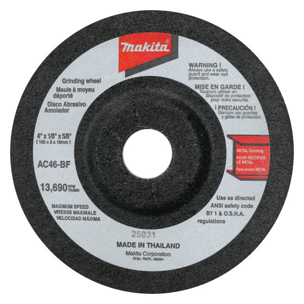 Makita® - 4" x 1/8" x 5/8" Aluminum Oxide Type 27 Flex Grinding Wheel (10 Pieces)
