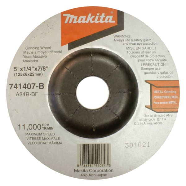 Makita® - 5" x 1/4" x 7/8" Aluminum Oxide Type 27 General Purpose Metal Grinding Wheel (25 Pieces)
