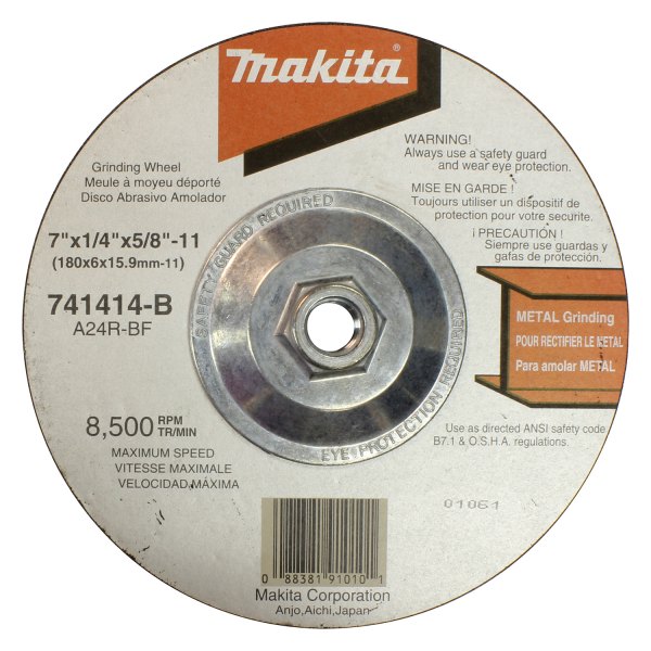 Makita® - 7" x 1/4" x 5/8" Aluminum Oxide Type 27 Hubless Grinding Wheel (10 Pieces)