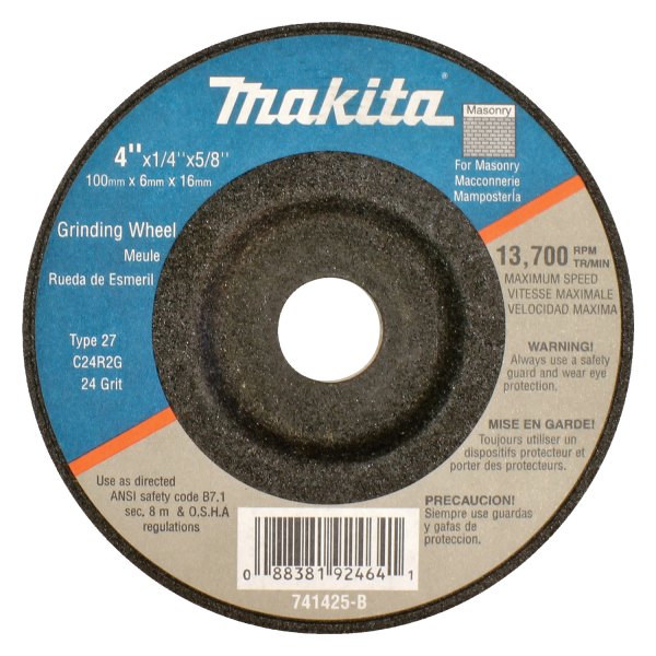 Makita® - 4" x 1/4" x 5/8" Silicon Carbide Type 27 Grinding Wheel