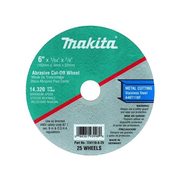 Makita® - 4-1/2" x 3/64" x 7/8" Aluminum Oxide Type 41 Super Thin Metal Cut Cut-Off Wheel (25 Pieces)