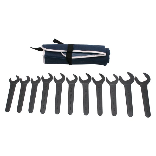 Martin Sprocket® - 11-piece 3/4" to 1-1/2" Rounded 30° Angled Head Black Oxide Single Open End Wrench Set