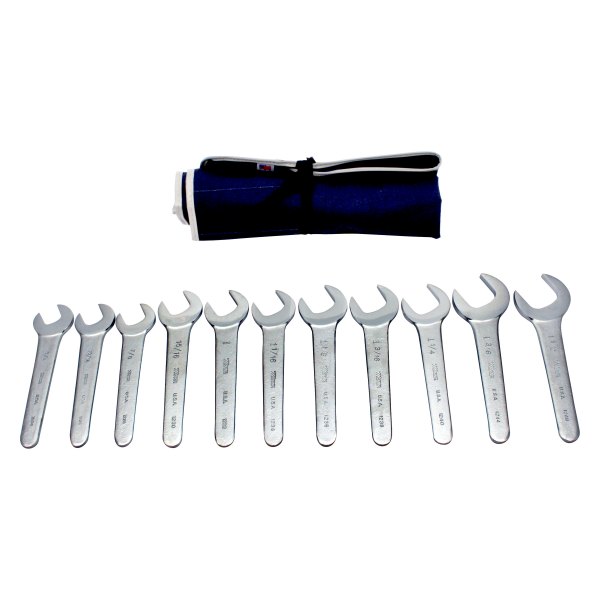 Martin Sprocket® - 11-piece 3/4" to 1-1/2" Rounded 30° Angled Head Chrome Single Open End Wrench Set