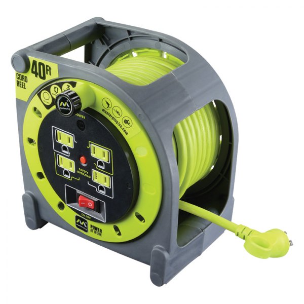 MasterPlug Extension Reels® - Pro-XT™ Cable Reel with 4 Outlets (40', 14 AWG)