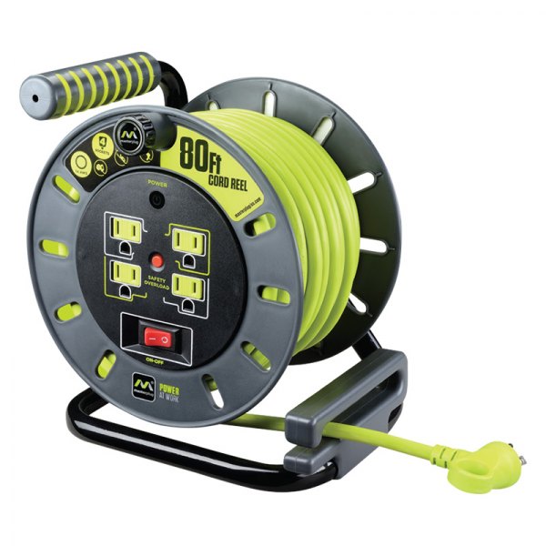 MasterPlug Extension Reels® - Pro-XT™ Cable Reel with 4 Outlets (80', 14 AWG)