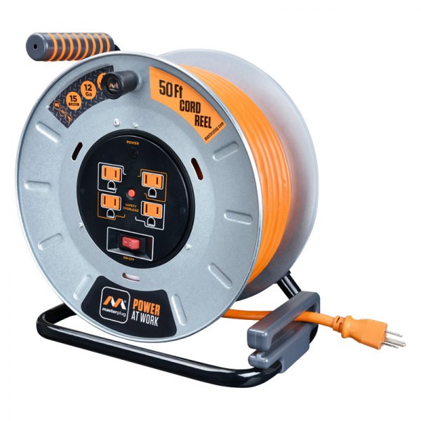 MasterPlug Extension Reels® OTMP501512G4SL-US - Pro-XT™ Orange Cable Reel  with 4 Outlets (50', 12 AWG) 