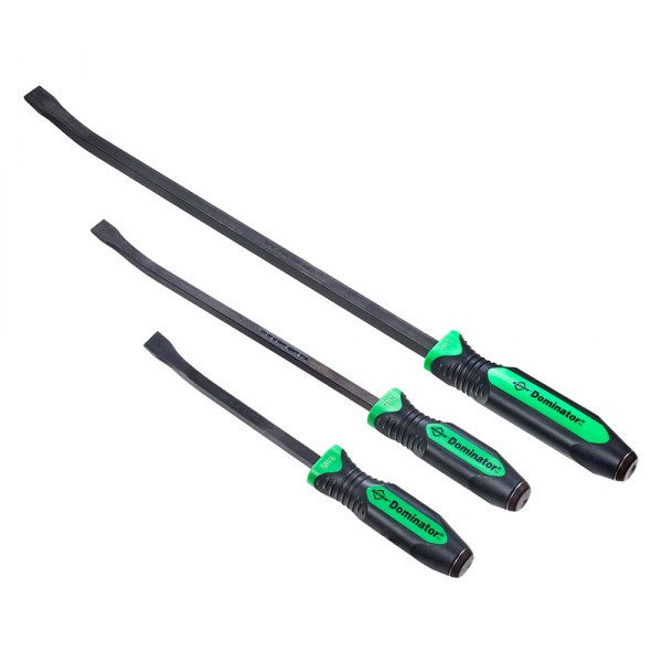 Mayhew Tools® - Dominator™ 3-piece 12" to 25" Curved End Strike Cap Green Screwdriver Handle Pry Bar Set
