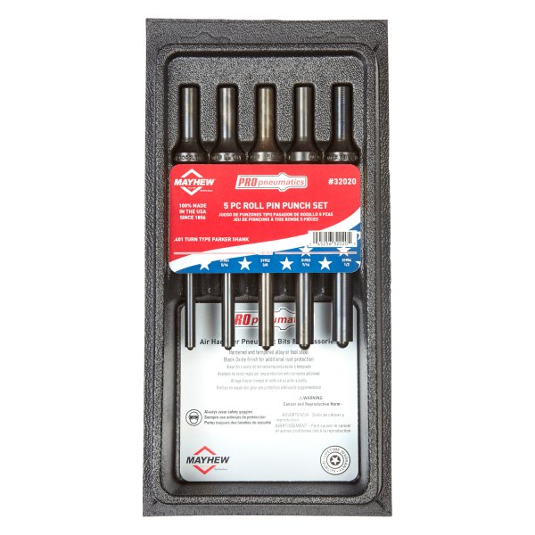 Mayhew Tools® - 5-Piece .401 Parker Turn-Type Shank Roll Pin Punch Set