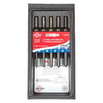 Mayhew Tools® - 5-Piece .401 Parker Turn-Type Shank Roll Pin Punch Set