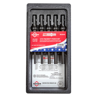 Mayhew Tools® - 5-Piece .401 Parker Turn-Type Shank Pin/Drift Punch Set