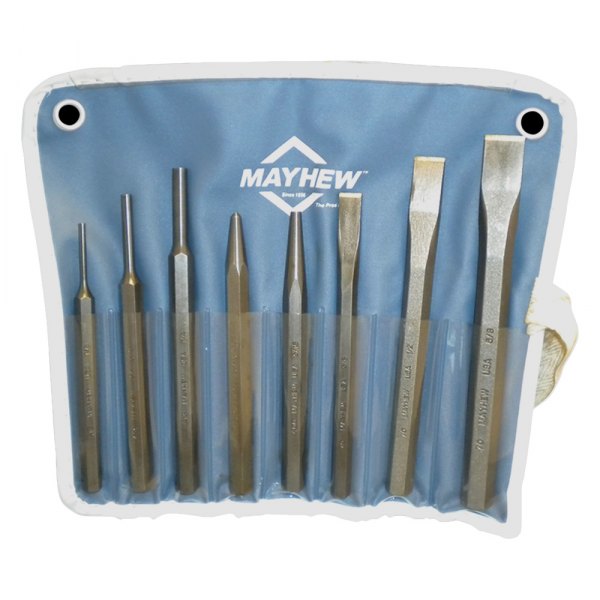 Mayhew Tools® - 8-piece Phosphate Coated Punch and Chisel Mixed Set