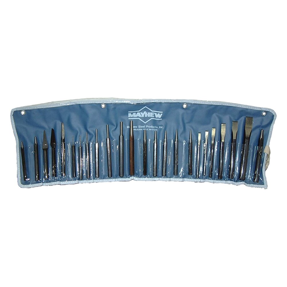 Mayhew Professional 11 Piece Punch Chisel Kit Mayhew Pro 11-Piece Punch And Chisel Set - Black Oxide, Includes Cold, Pin, Solid, Prick, Center Pin Punch Solid Punch Set