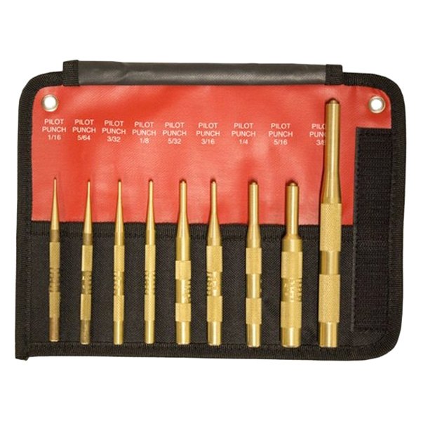 Mayhew Tools® - 9-piece 5/32" to 3/8" Brass Roll Pin Punch Set