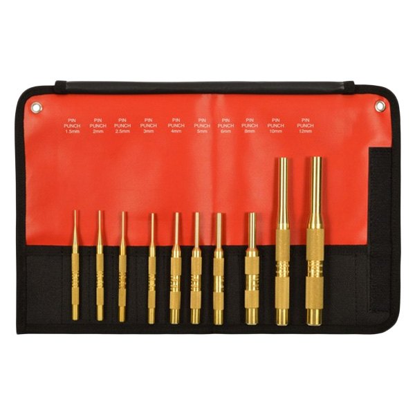 Mayhew Tools® - 10-piece 1.5 to 12 mm Brass Pin Punch Set